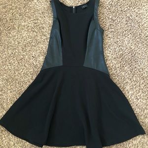 MOSSIMO FAUX LEATHER A-LINE BLACK DRESS